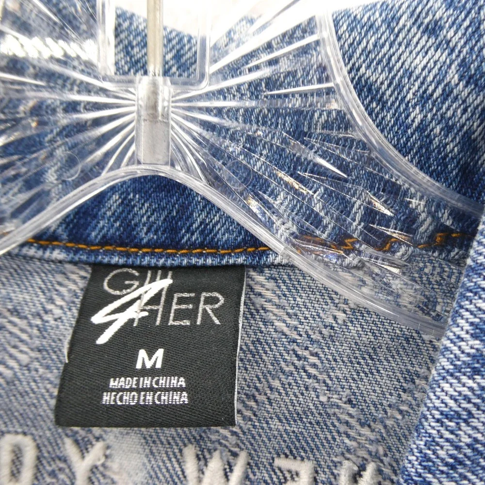 G-III Jacket Womens Medium New York Yankees Blue Pearl‎ Acid Wash Denim Jean